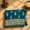 Teal Blue Banarasi Saree with Silver Zari Floral Weaving