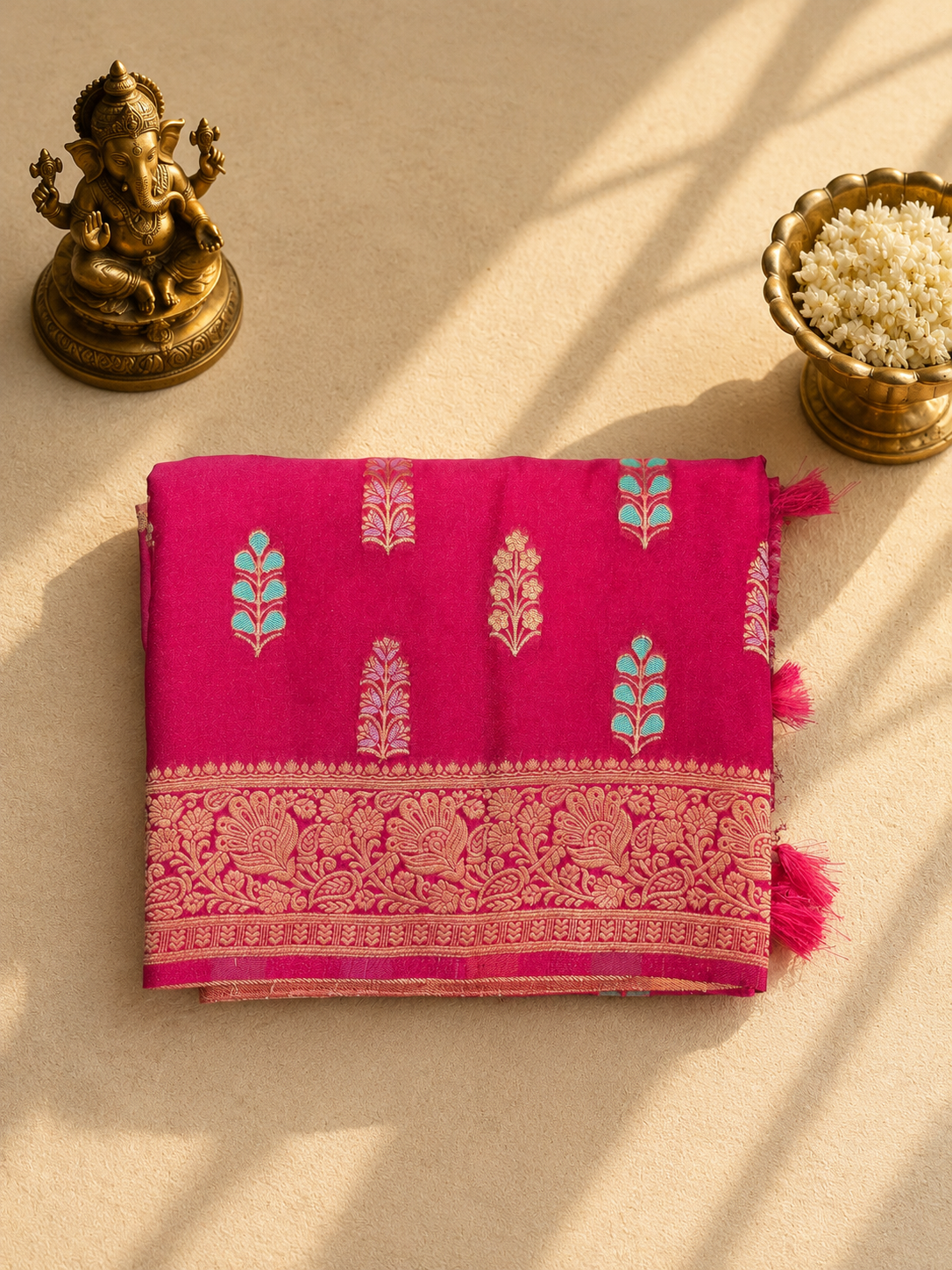 Rani Pink Chiffon Saree