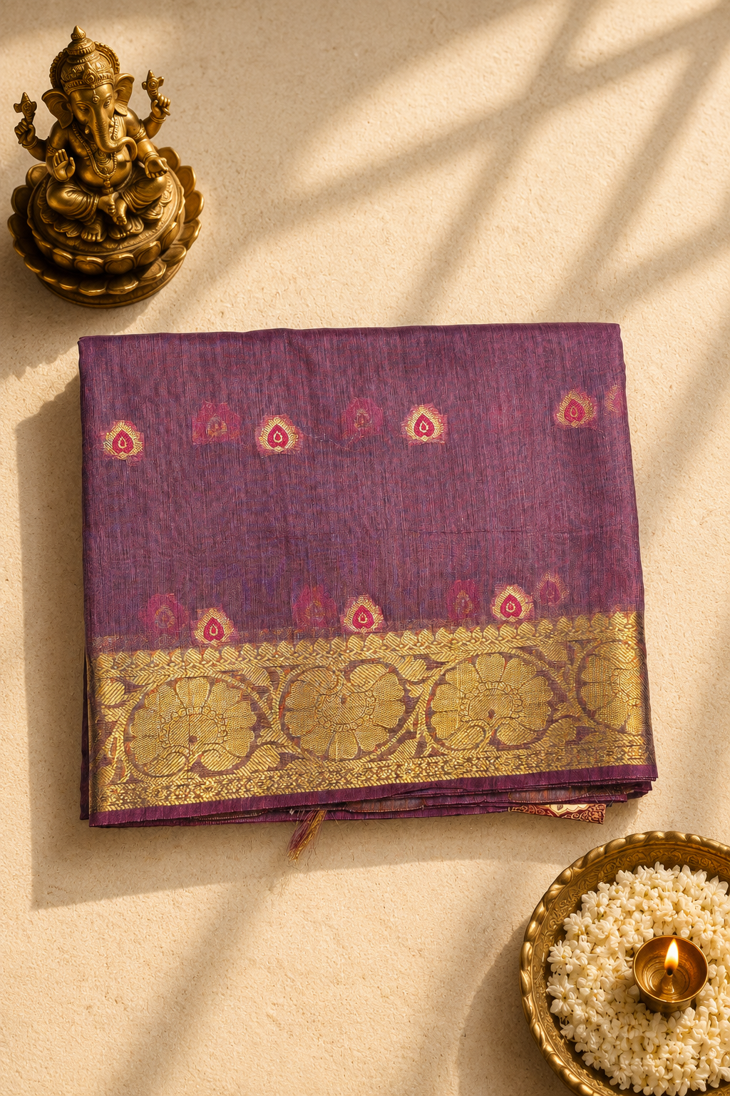 Wine Purple Banarasi Saree