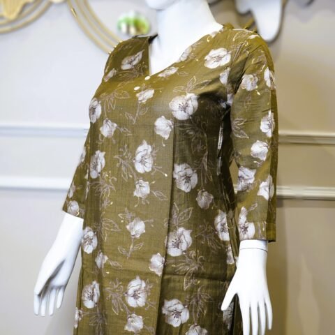 Olive Green Floral Printed Co-Ord Set for Women