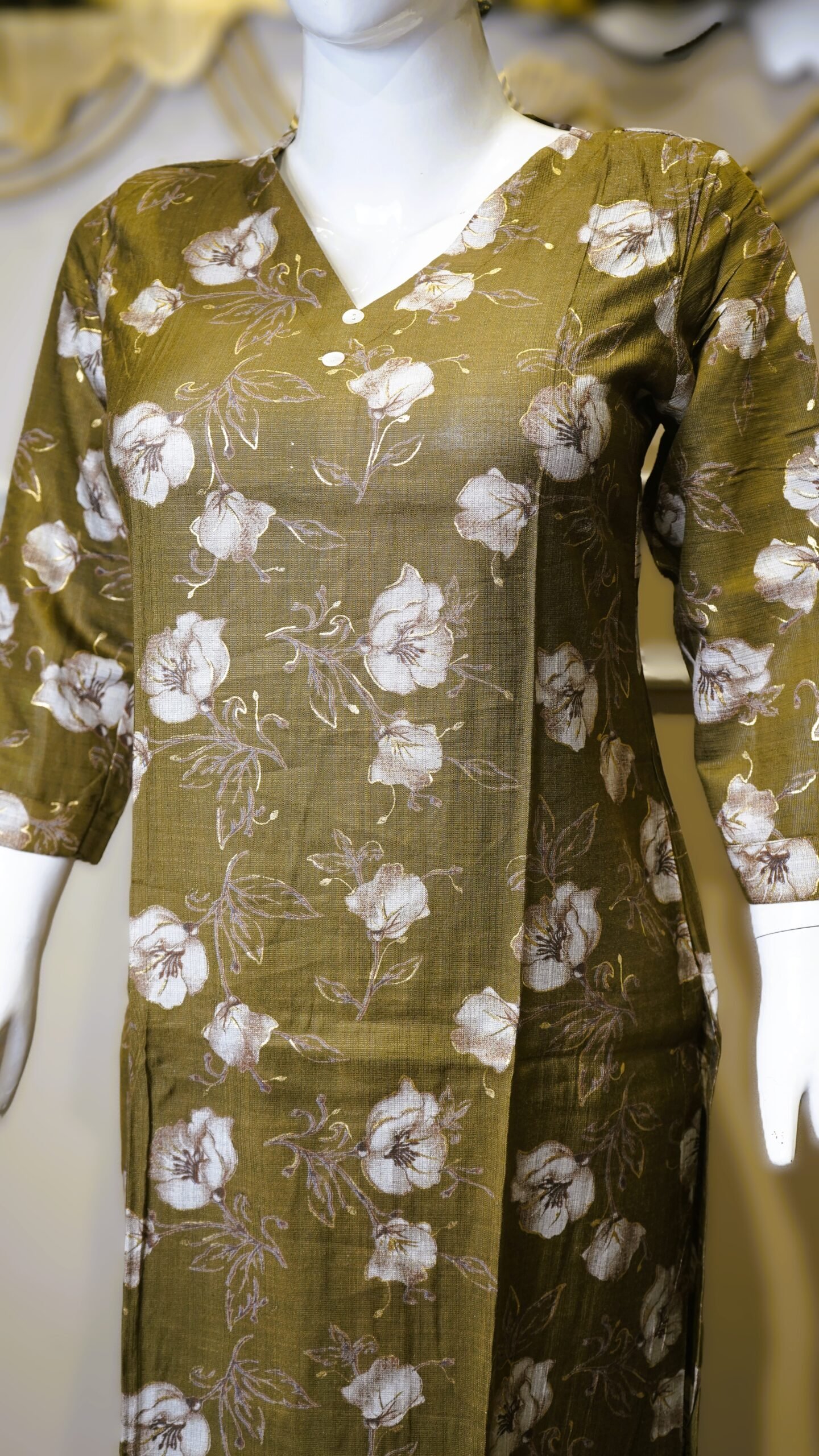 Olive Green Floral Printed Co-Ord Set for Women - Image 5