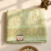 Mint Green Sheer Organza Silk Saree with Gold Zari Jaal & Resham Work