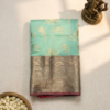Turquoise blue Banarasi saree