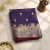 Heritage Varanasi Ghat Motif Banarasi Silk Saree in Dual-Tone Royal Purple & Deep Wine