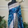 Pure Banarasi Silk Saree – Royal Blue Floral Jaal with Zari Work