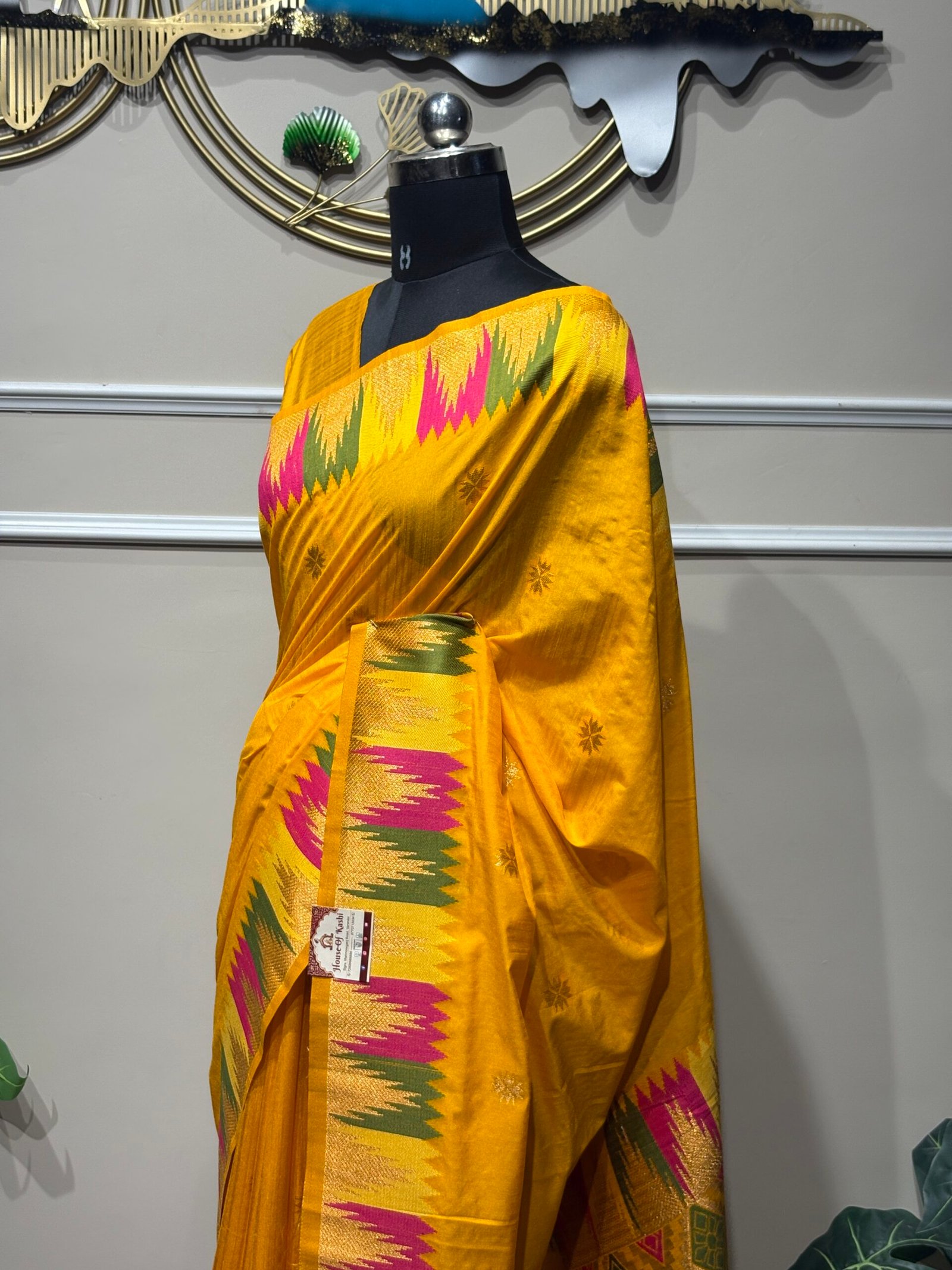 Sunshine Yellow Paithani Silk Saree with Traditional Multicolor Border - Image 7