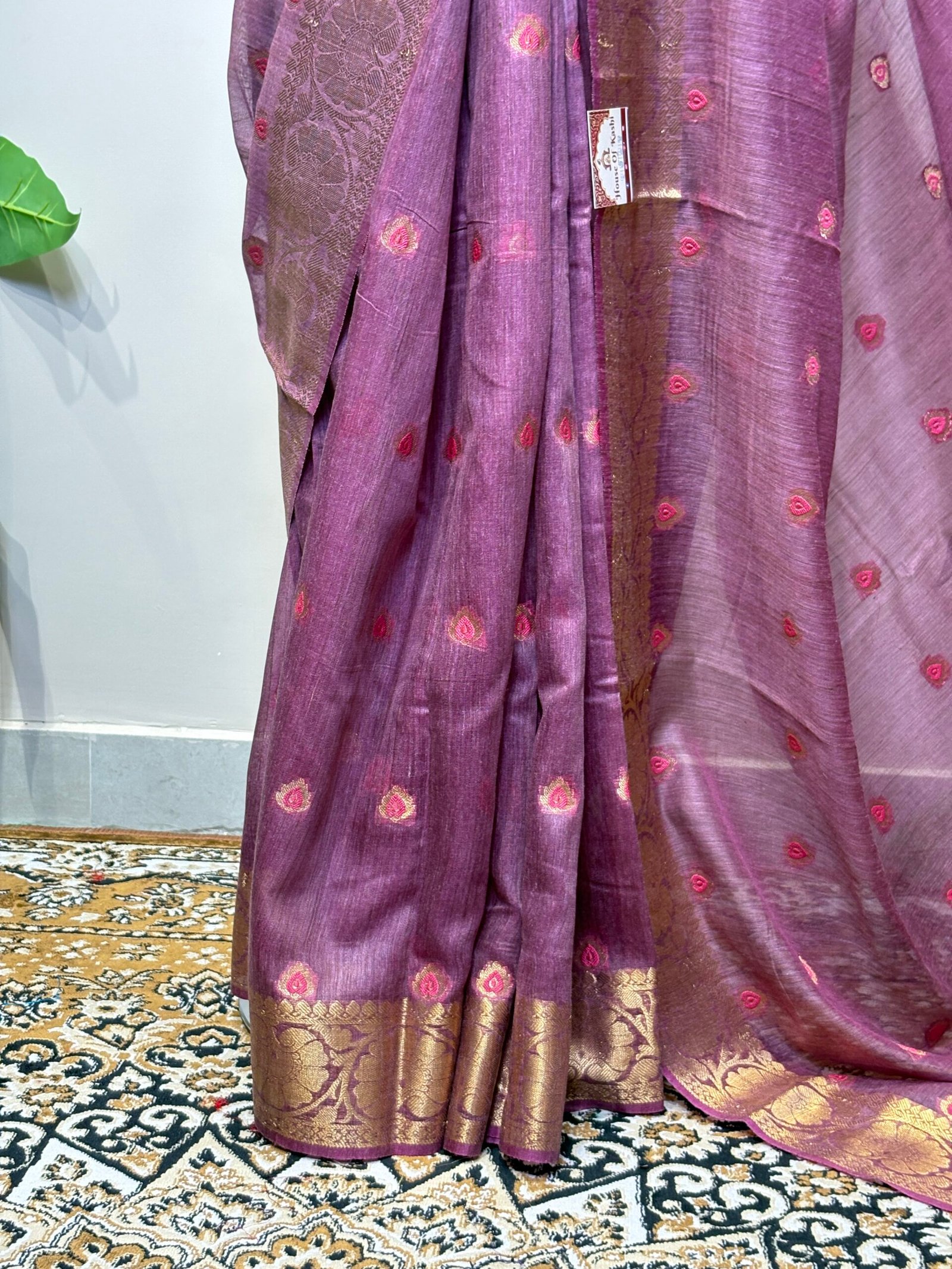 Wine Purple Banarasi Saree - Image 4