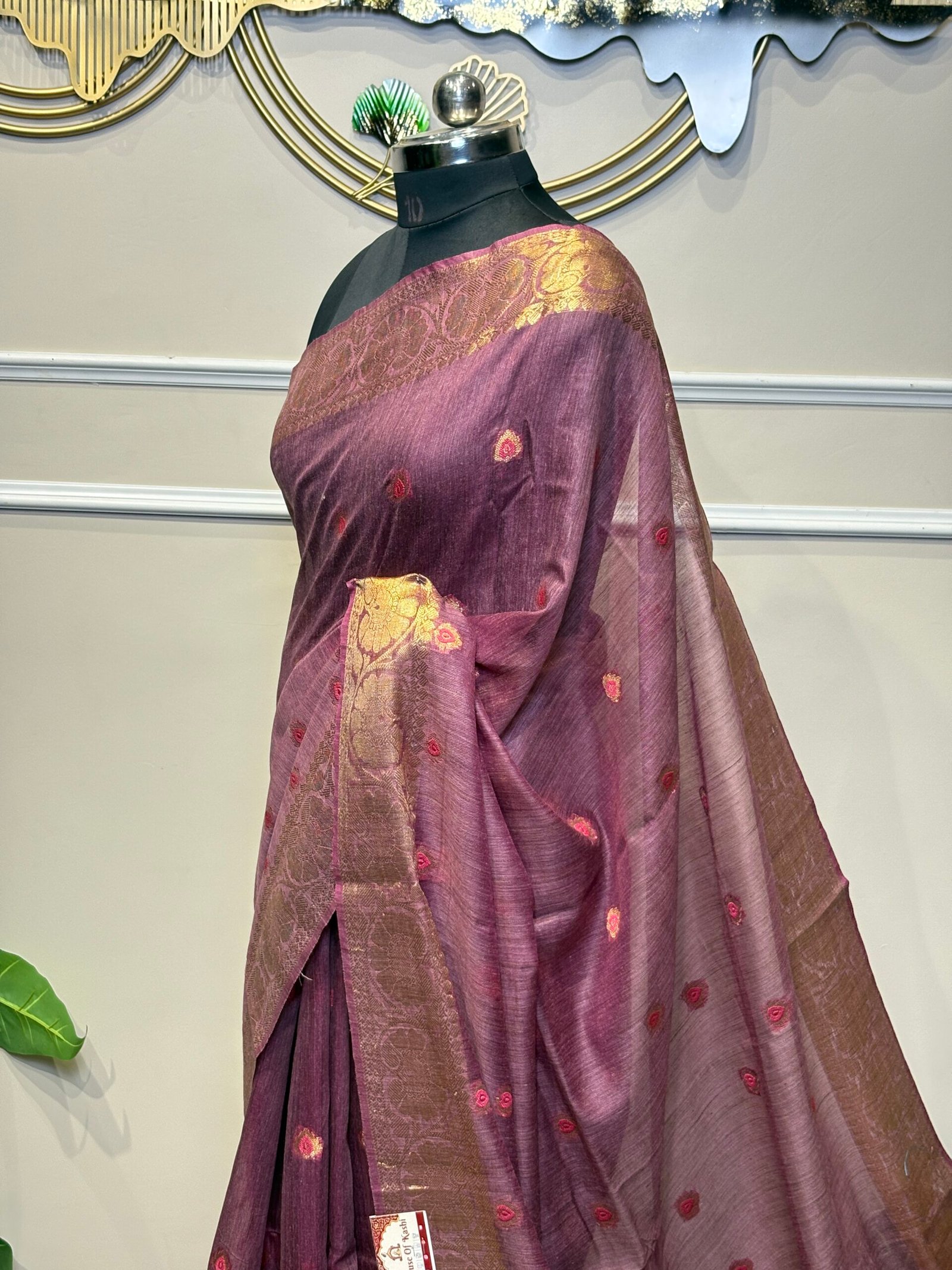 Wine Purple Banarasi Saree - Image 5