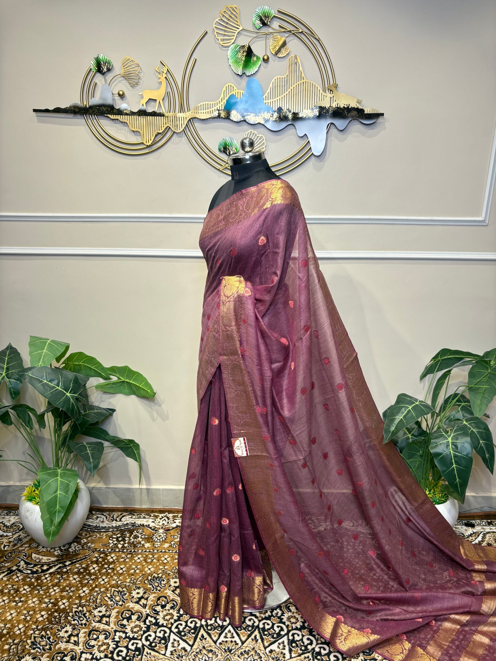 Wine Purple Banarasi Saree - Image 6