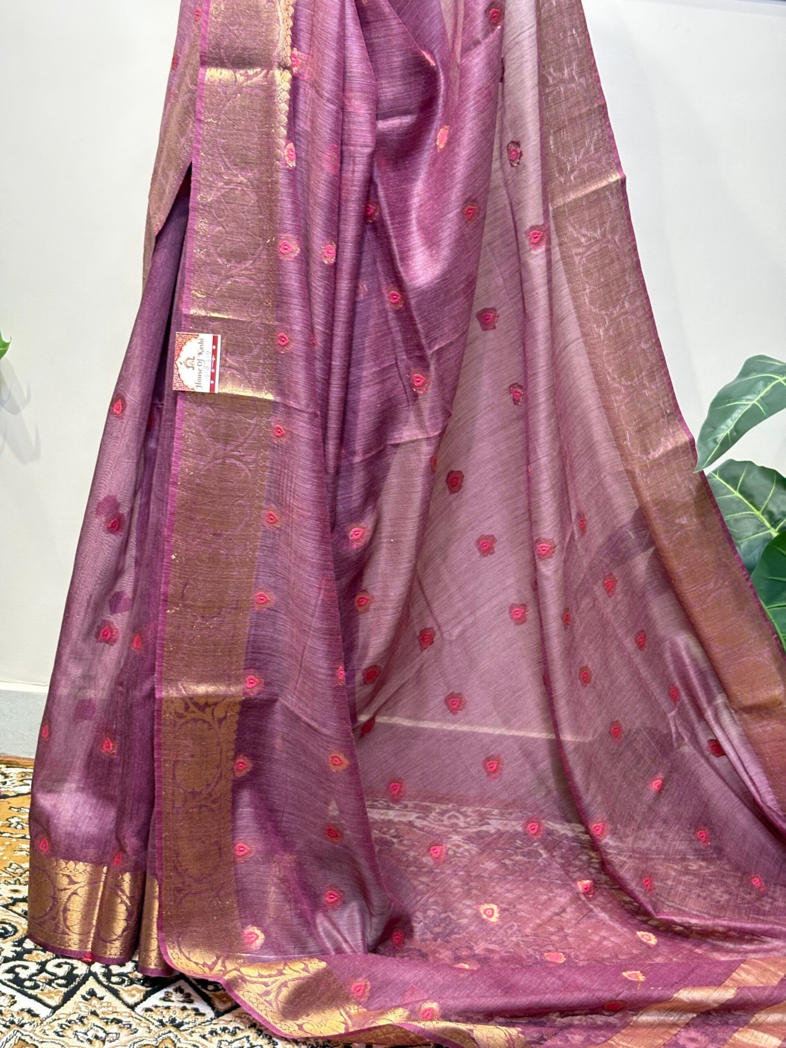 Wine Purple Banarasi Saree - Image 7