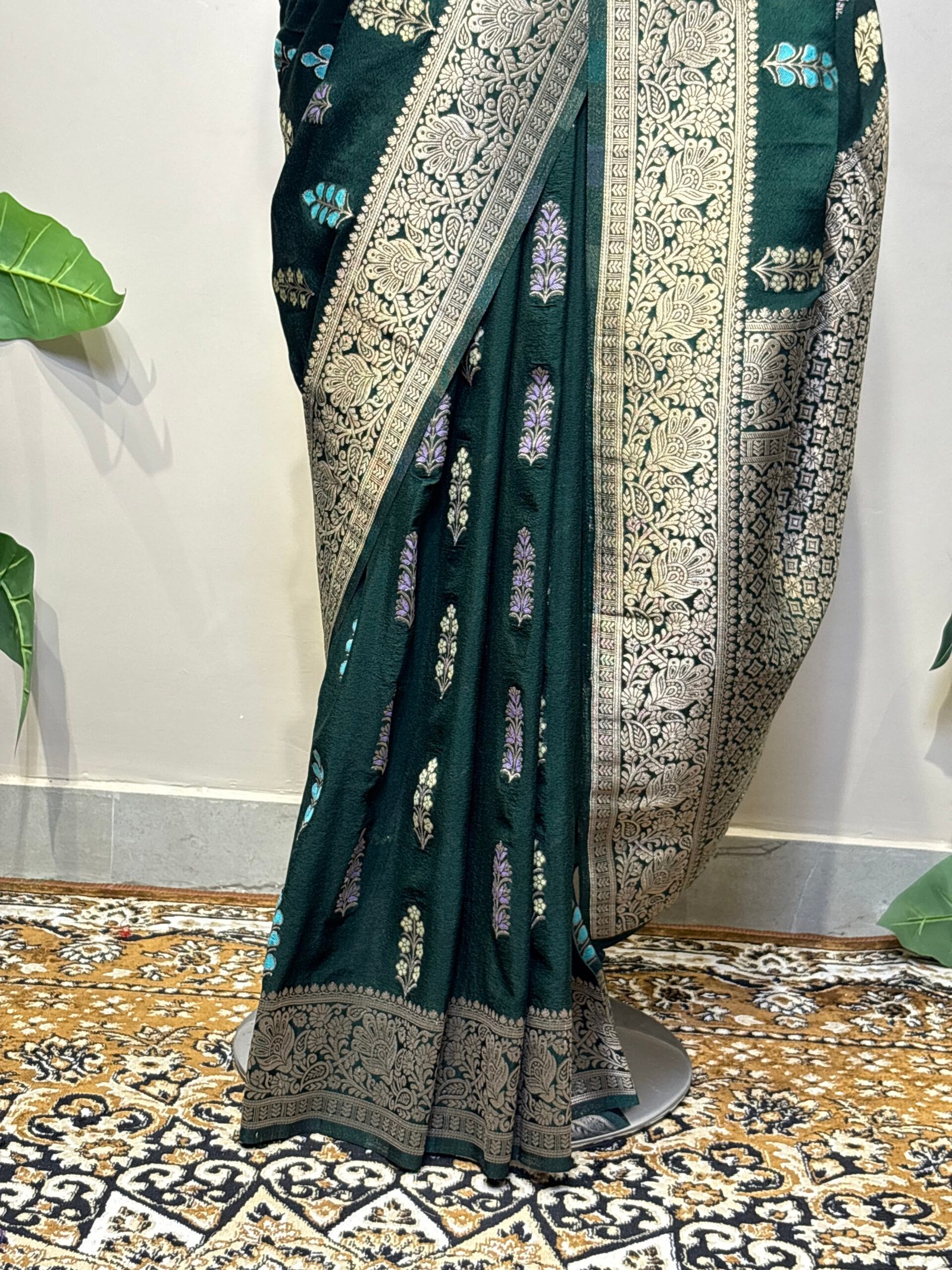 Green Chiffon Saree - Image 4