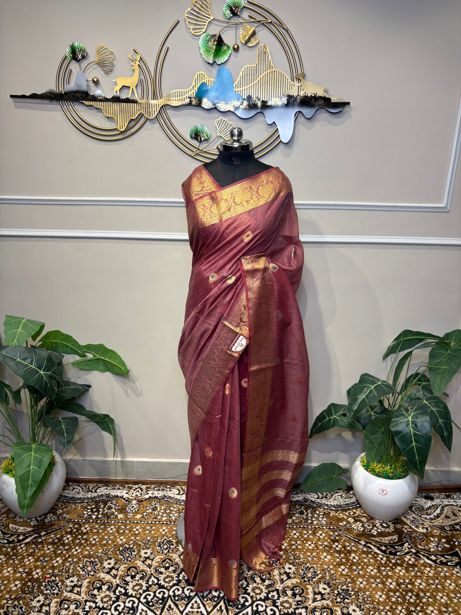 Plum Zari Elegance Banarasi Saree - Image 2