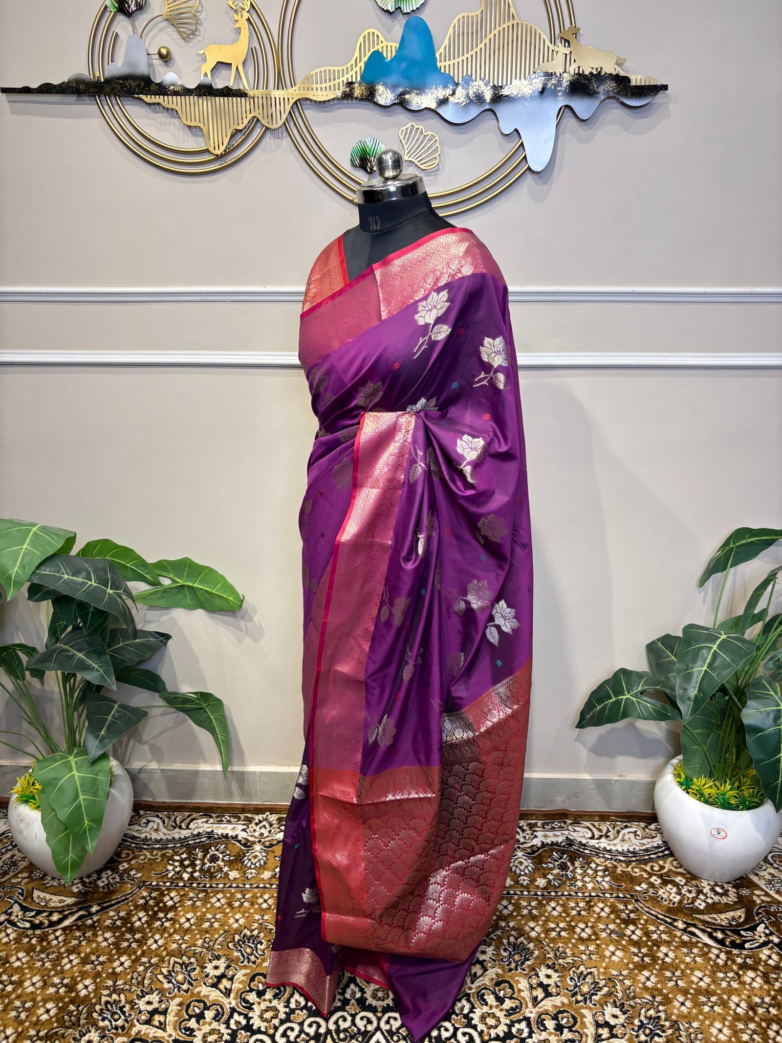 Royal Purple Banarasi Saree - Image 3