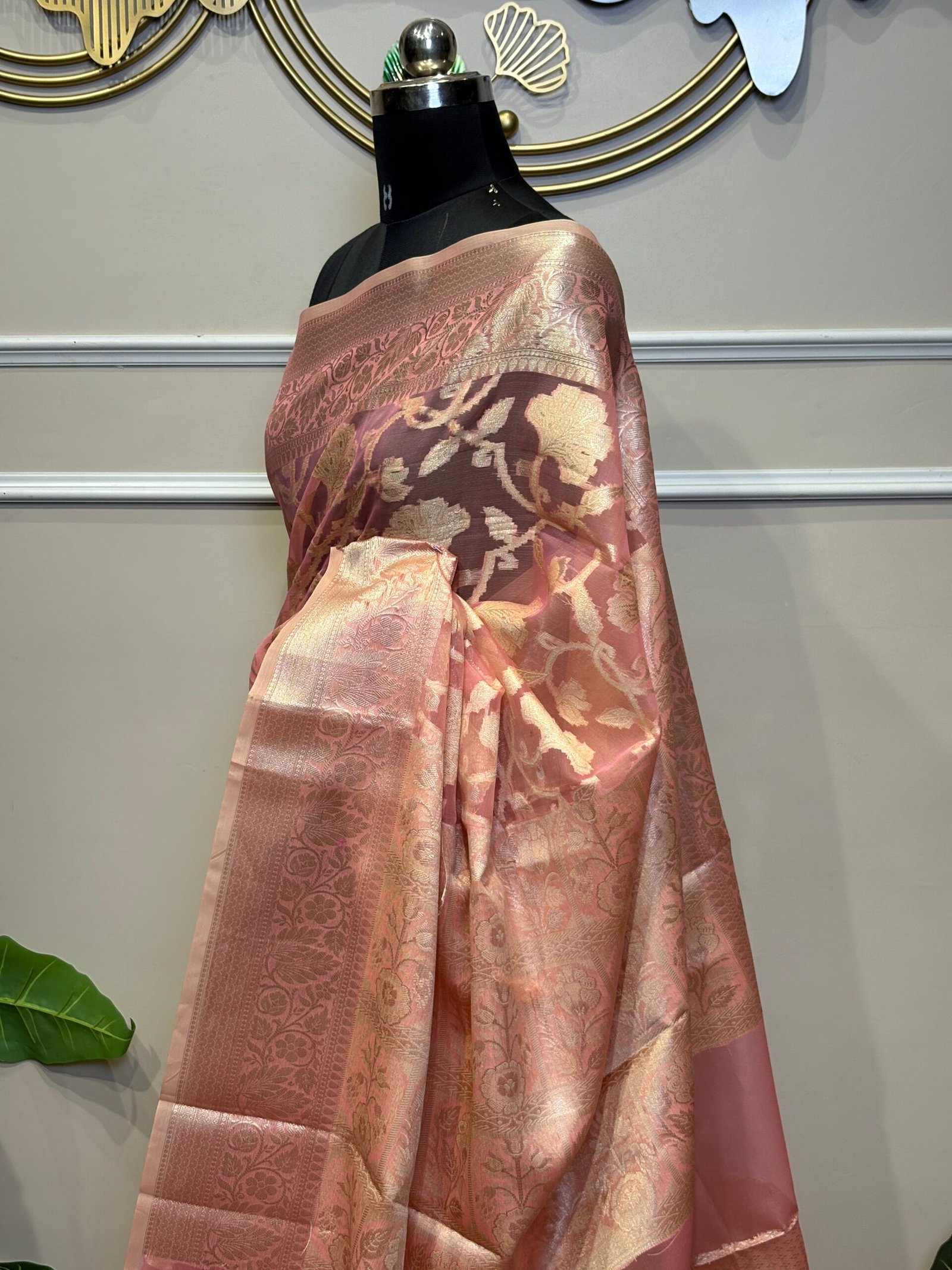 Dusty Rose Banarasi Saree - Image 6