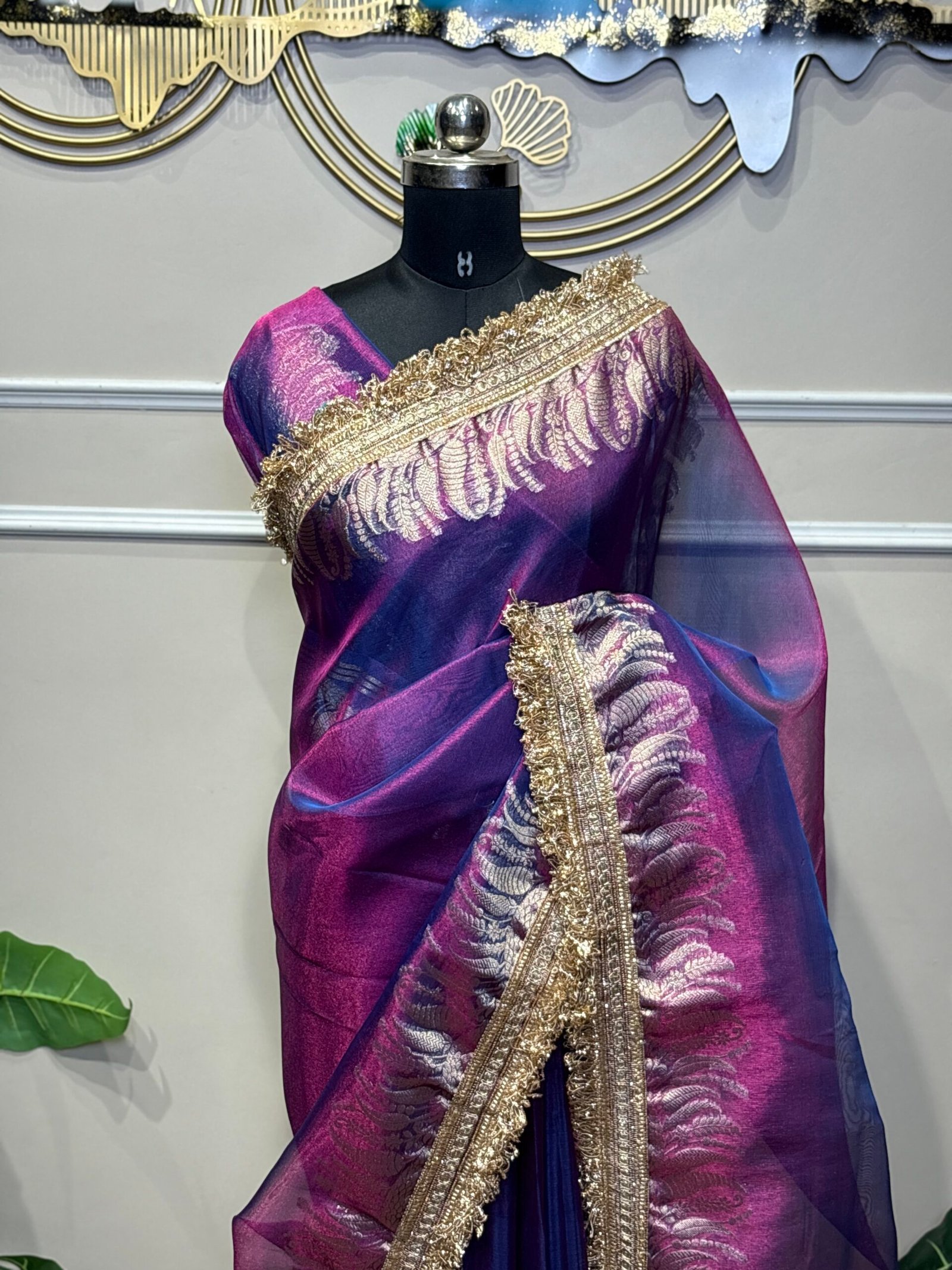 Royal Purple Organza Saree - Image 2