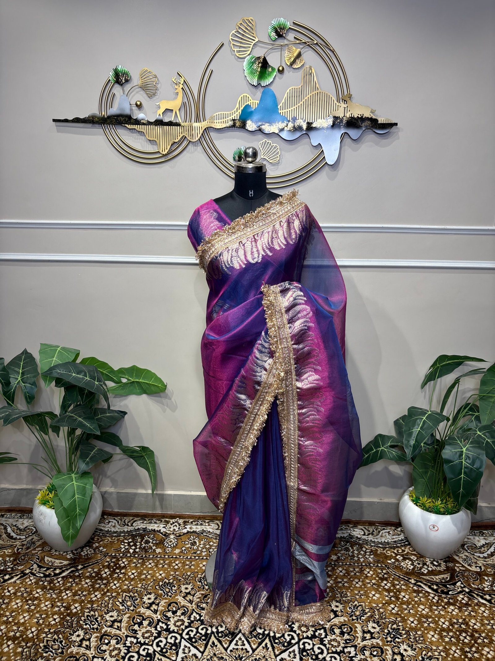 Royal Purple Organza Saree - Image 6