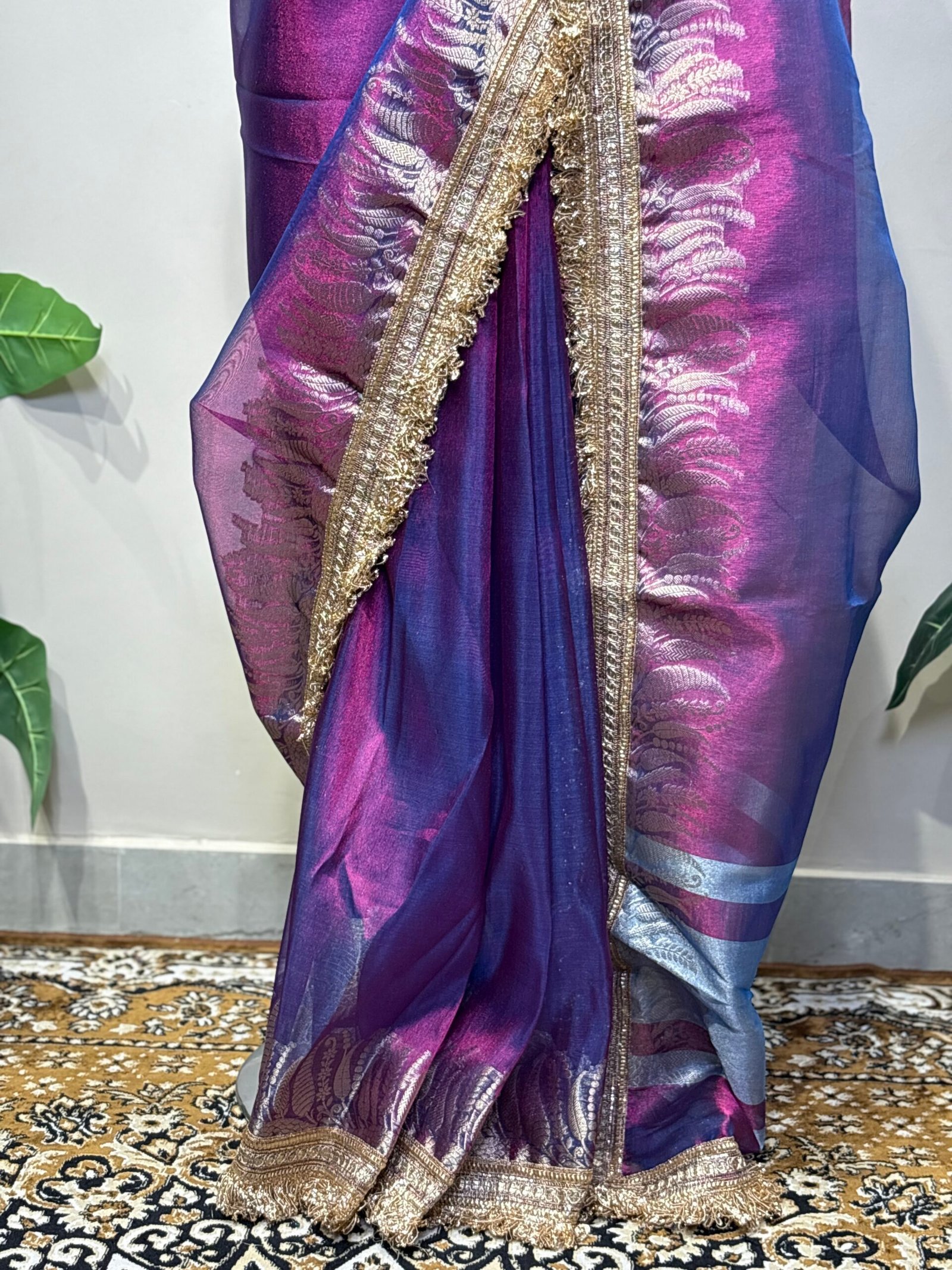 Royal Purple Organza Saree - Image 5