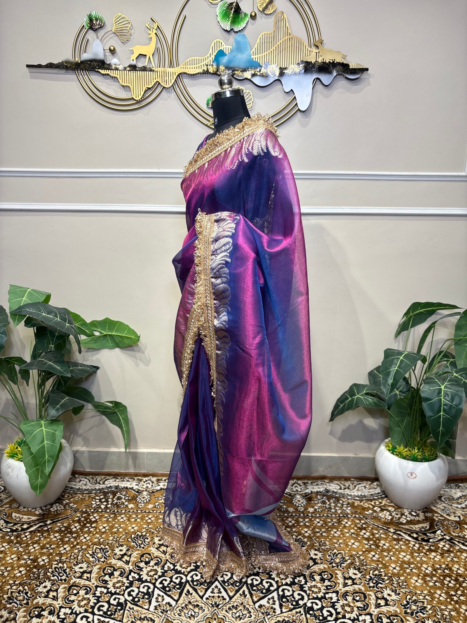 Royal Purple Organza Saree - Image 3