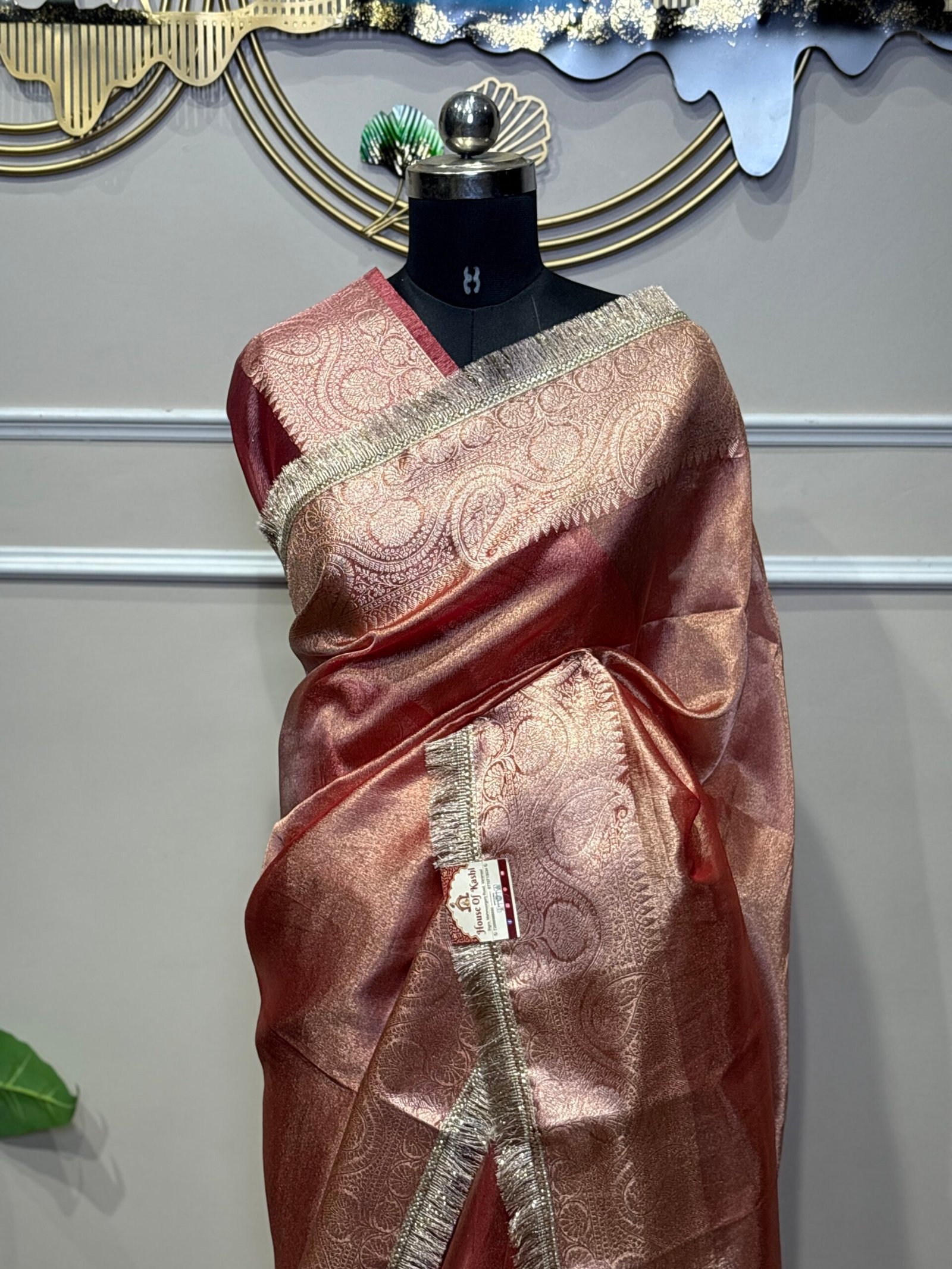 Rosewood Copper Organza Saree - Image 2