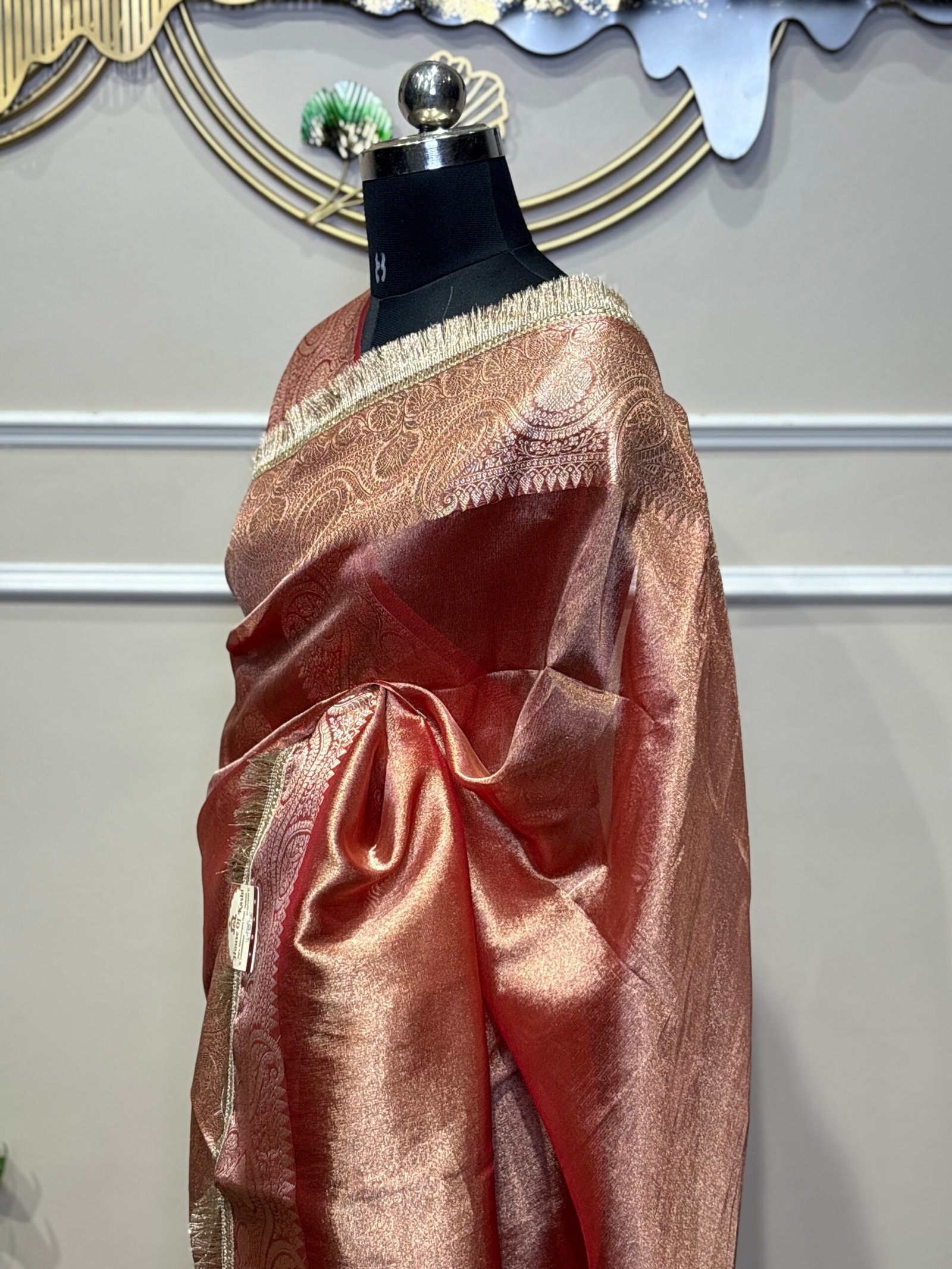 Rosewood Copper Organza Saree - Image 5