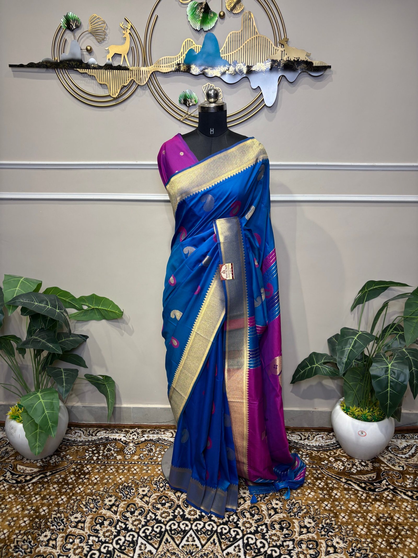 Royal Blue Silk Saree - Image 2