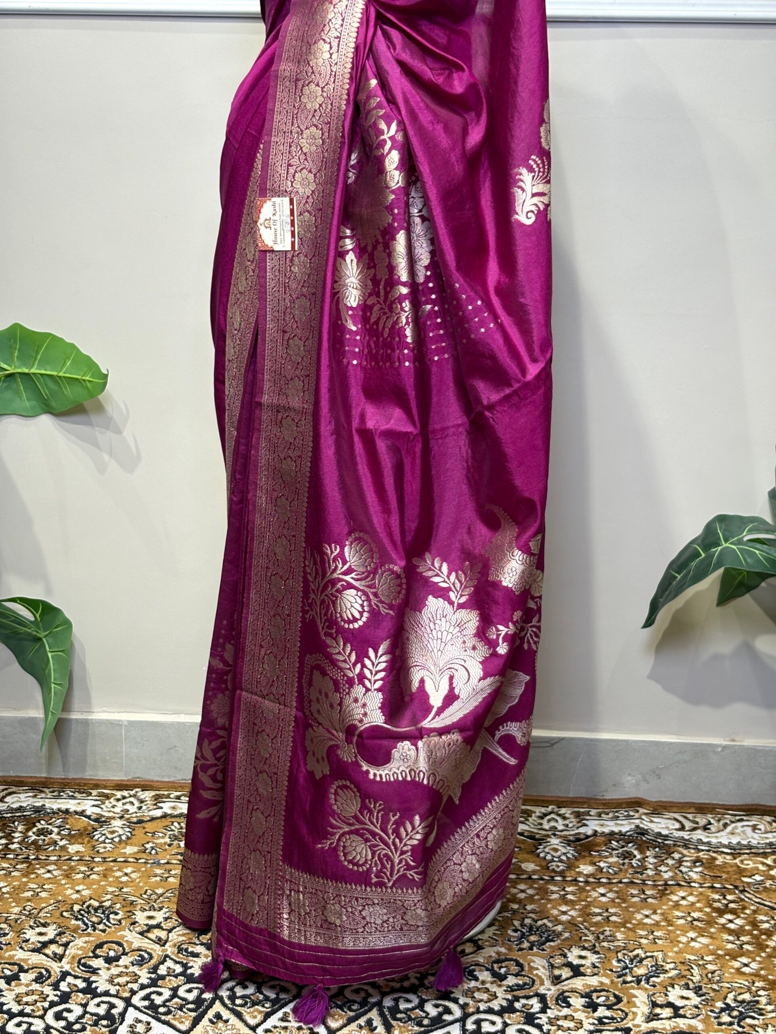 Wine Purple Banarasi Saree - Image 6
