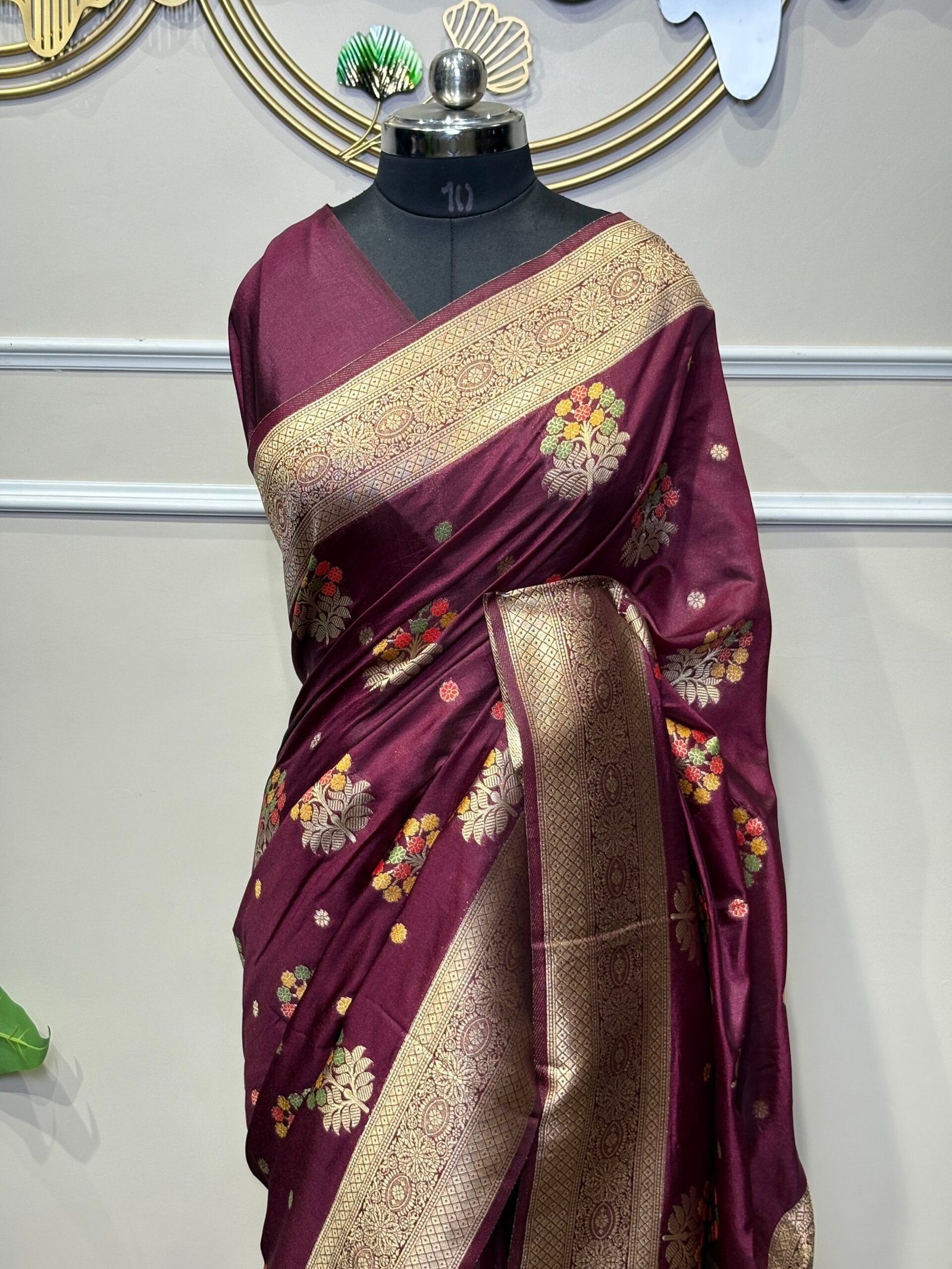 Wine Purple Banarasi Saree
