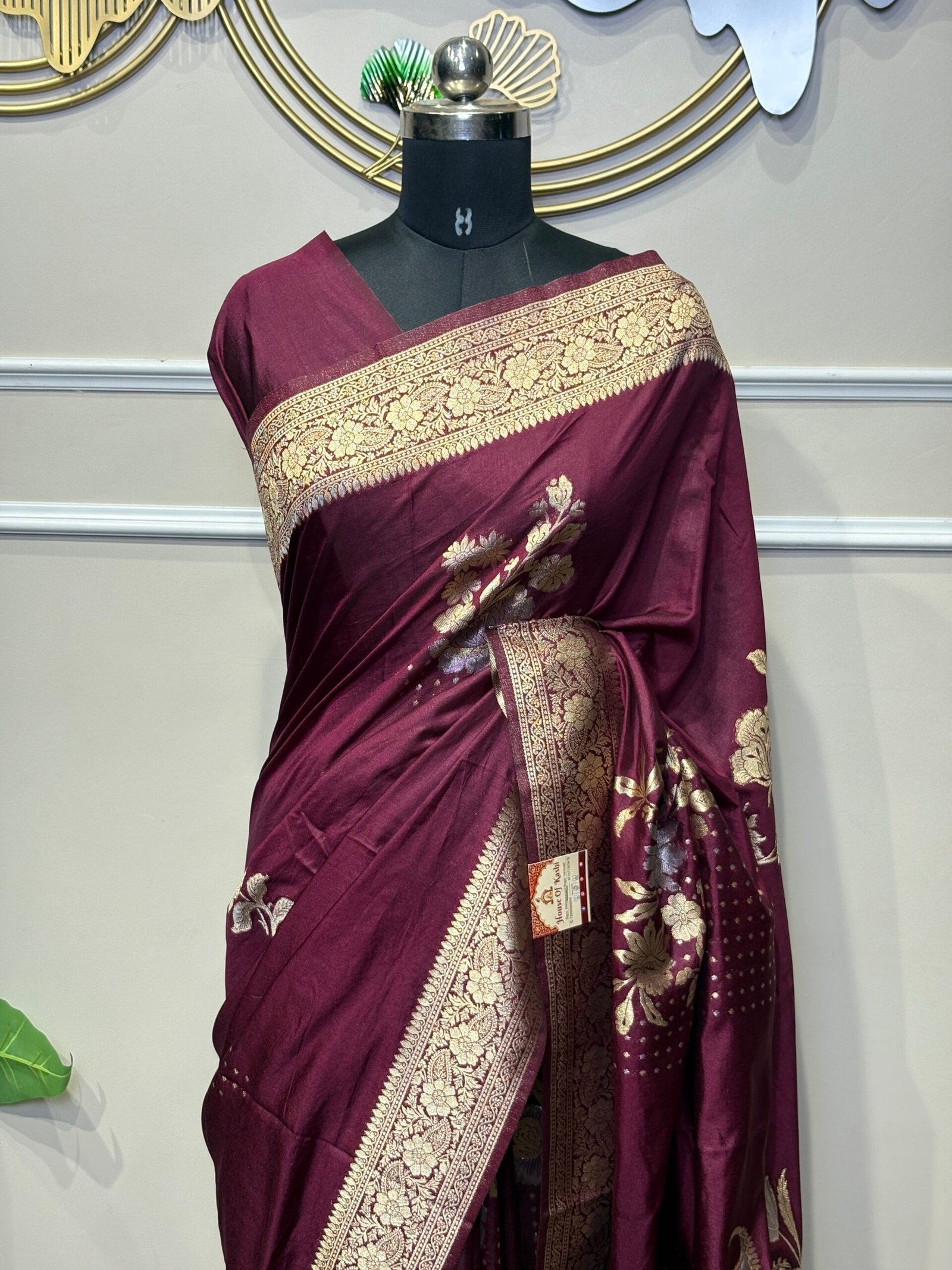 Wine Maroon Banarasi Saree