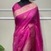 Rani Pink Banarasi Silk Saree with Floral Zari