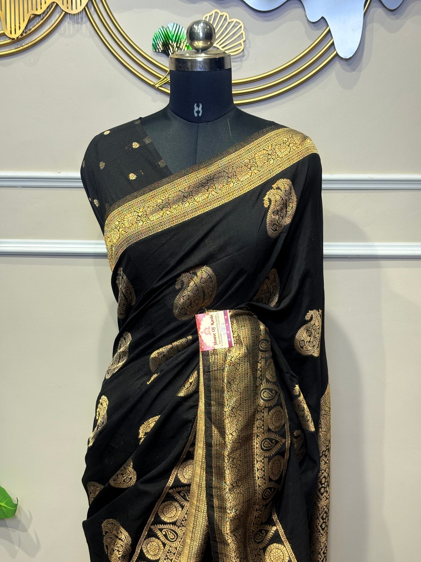 Black & Antique Gold Banarasi Saree