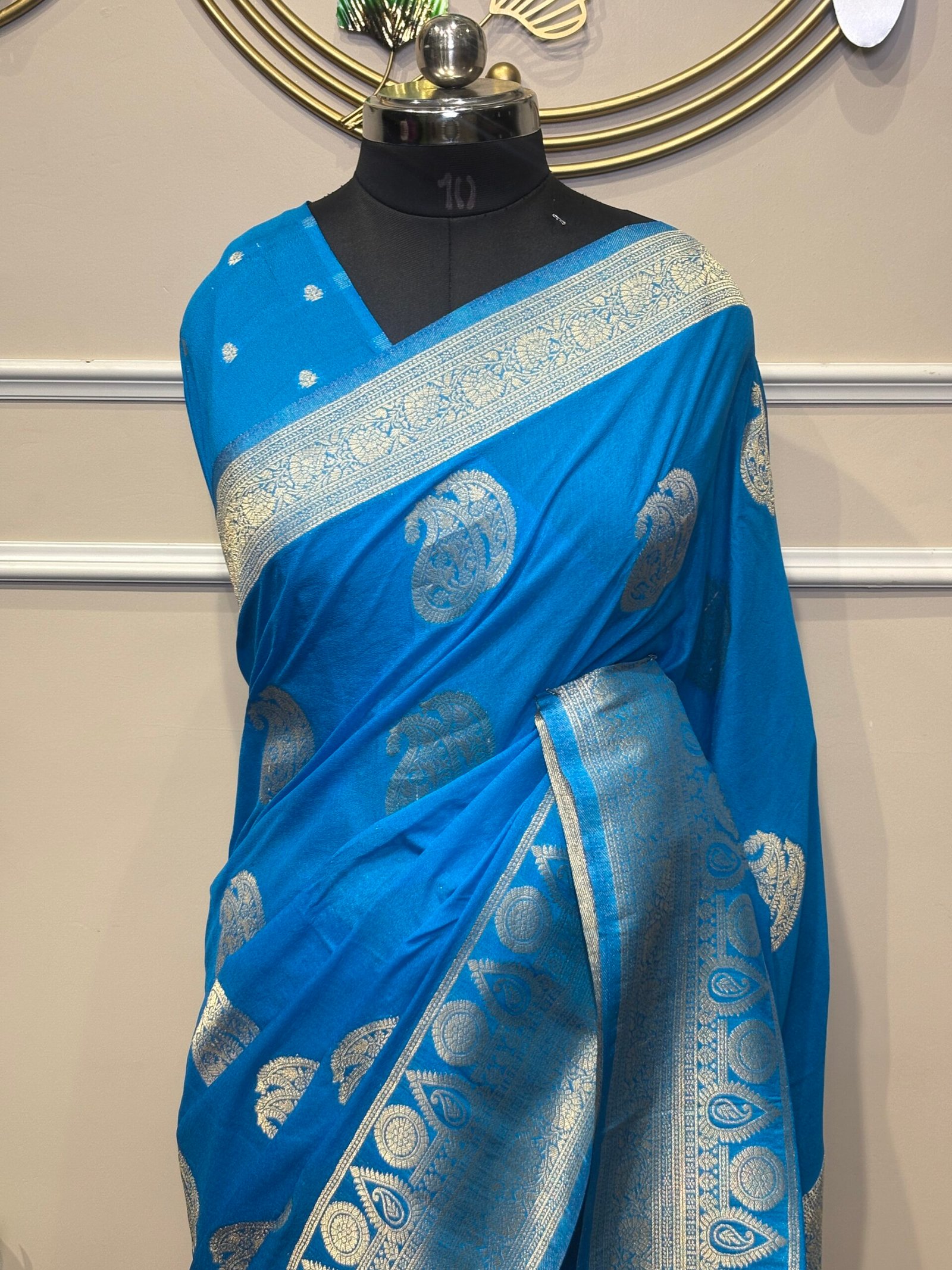 Royal Blue & Silver Zari Banarasi Saree