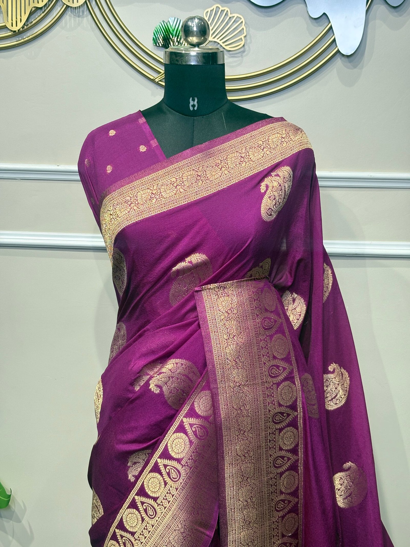Purple Banarasi Saree with Antique Gold Zari