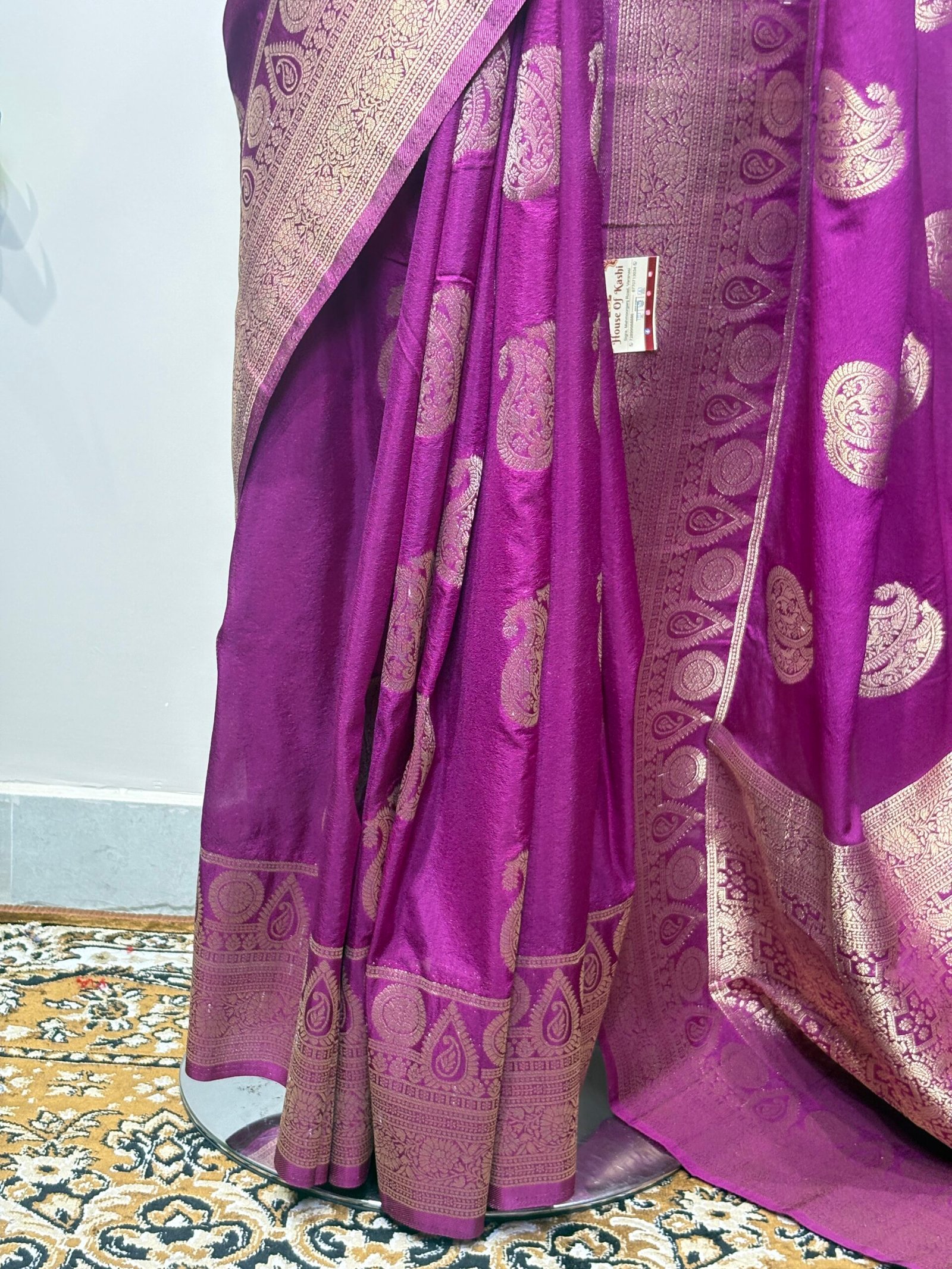 Purple Banarasi Saree with Antique Gold Zari - Image 3