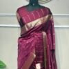 Wine Purple Banarasi Silk Saree with Golden Zari Buti & Traditional Border
