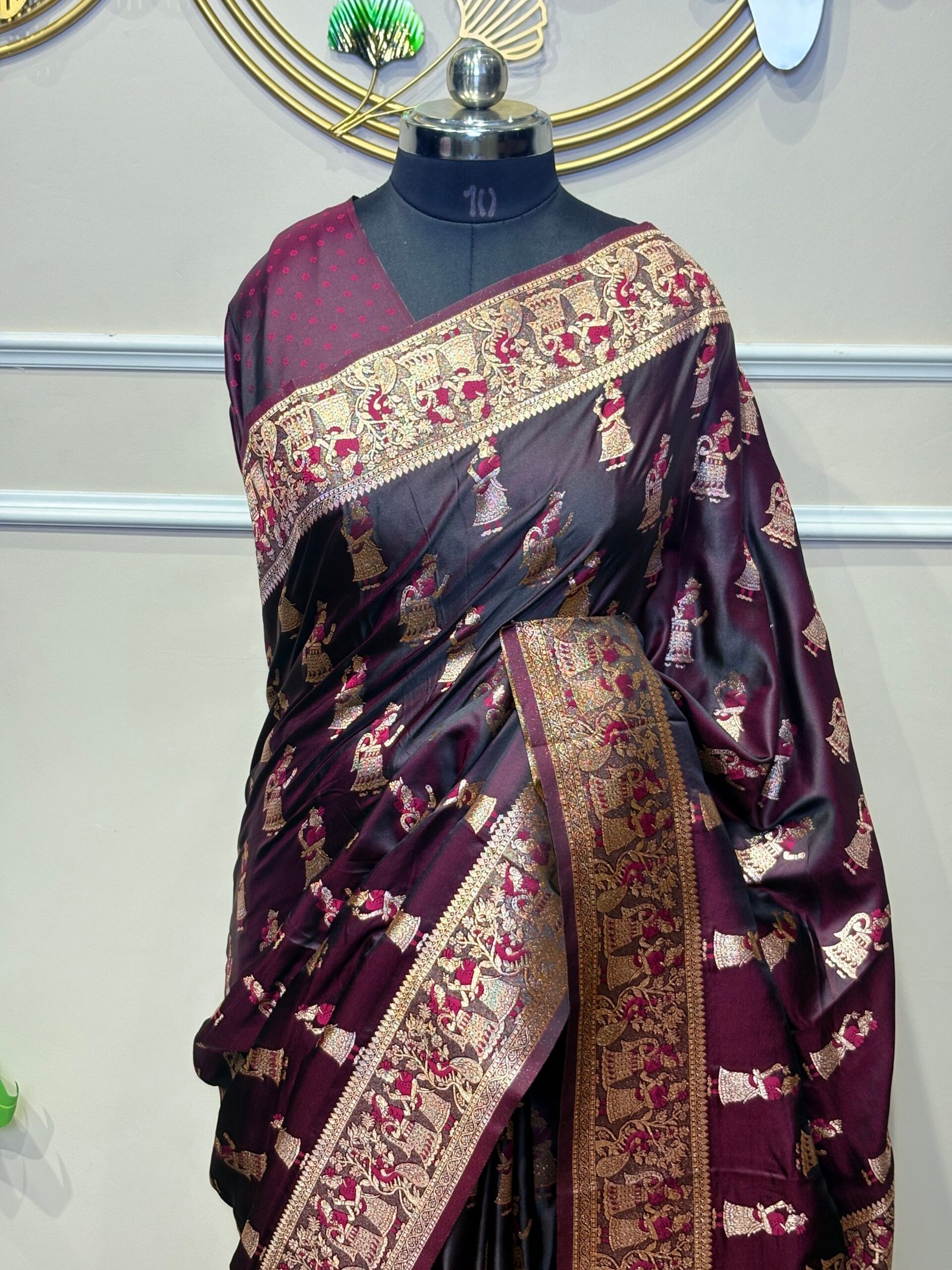Wine Purple Designer Saree - Image 2