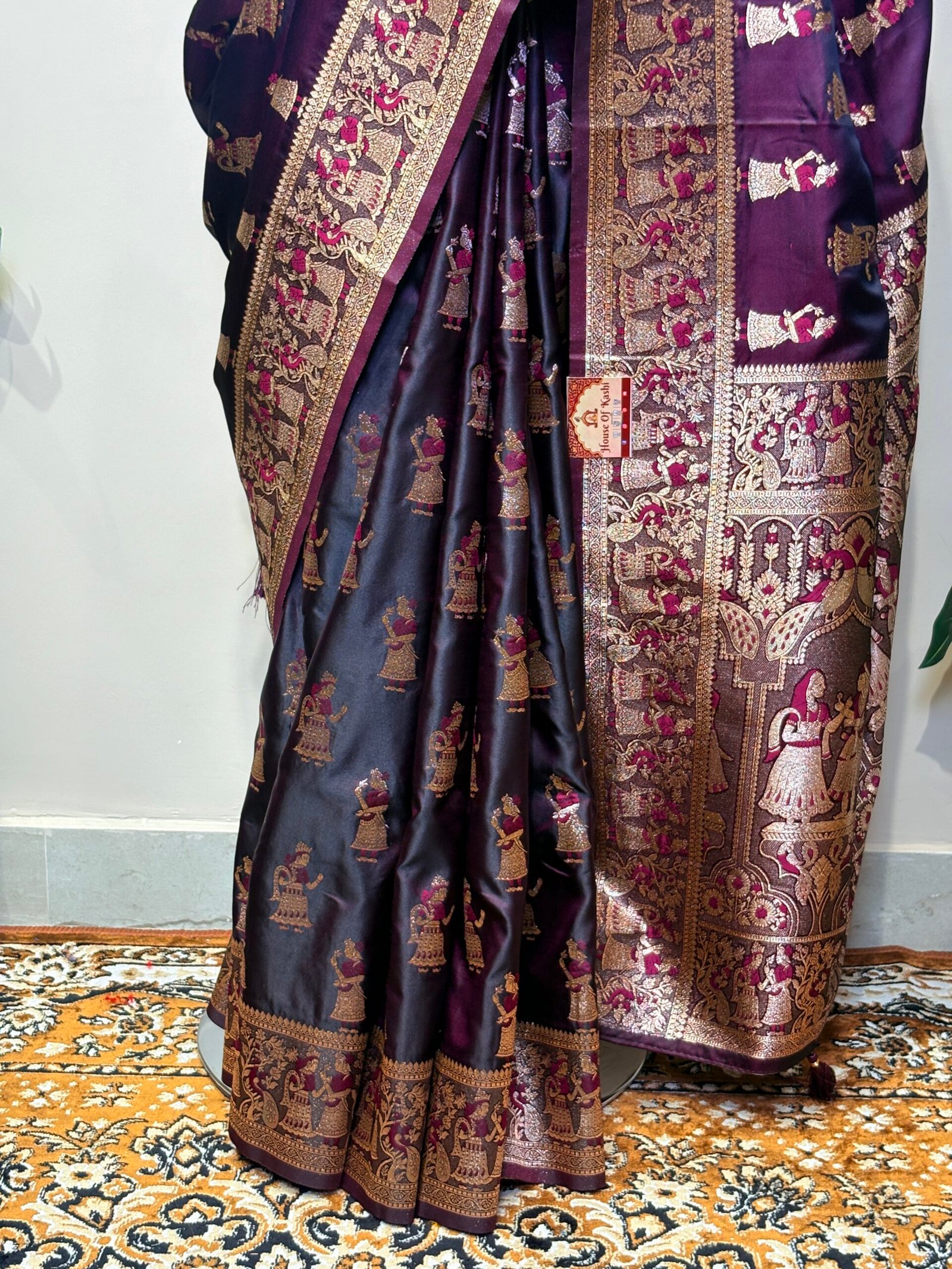 Wine Purple Designer Saree - Image 6