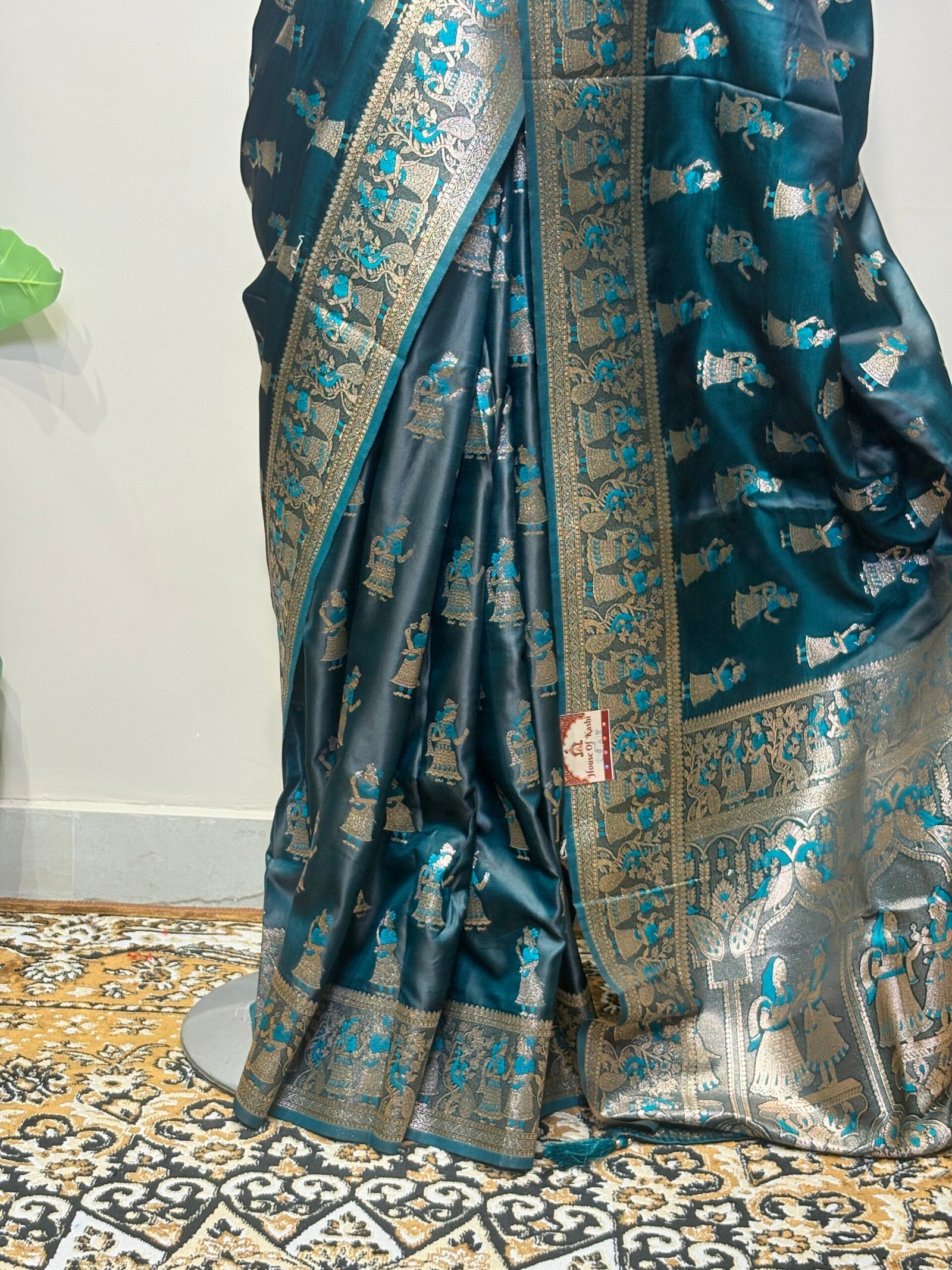 Teal Blue Designer Saree - Image 5