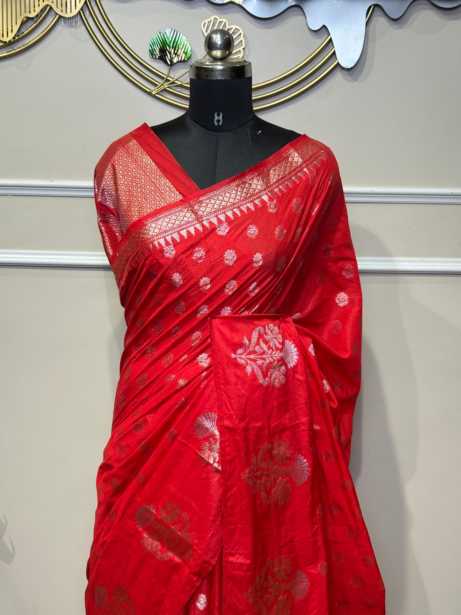 Pink Banarasi Soft Silk Saree with Metallic Zari Mughal Motifs